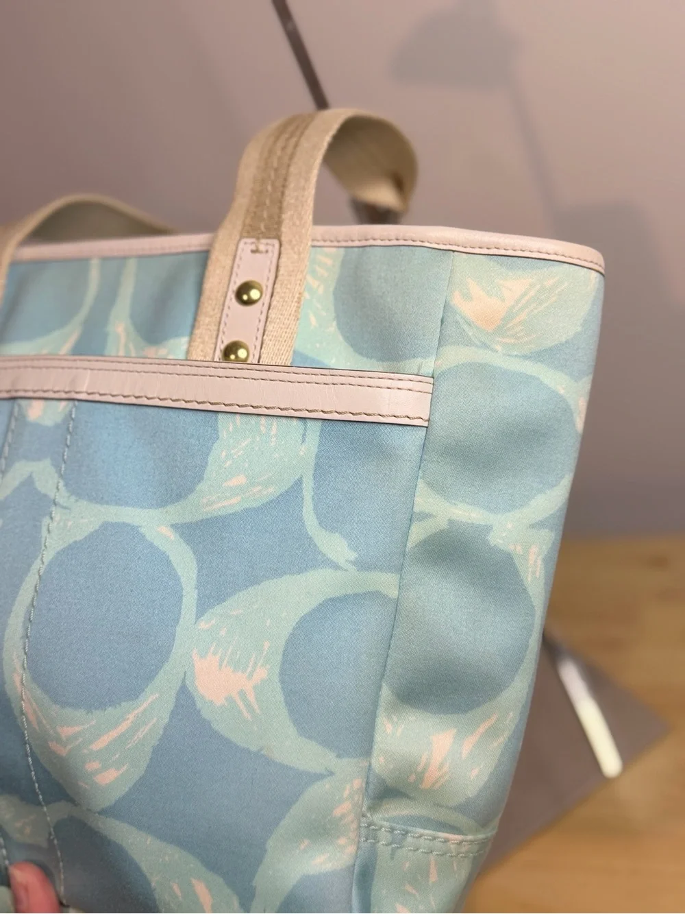 Coach Hampton Scribble Tote Bag in Blue VINTAGE